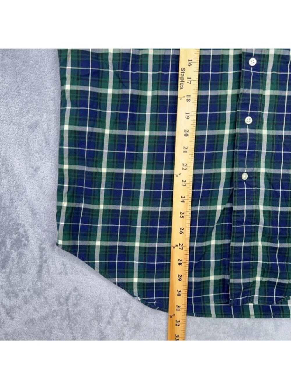 Ralph Lauren Blake Shirt Mens M Plaid Button Up Navy Green Preppy Oxford Casual